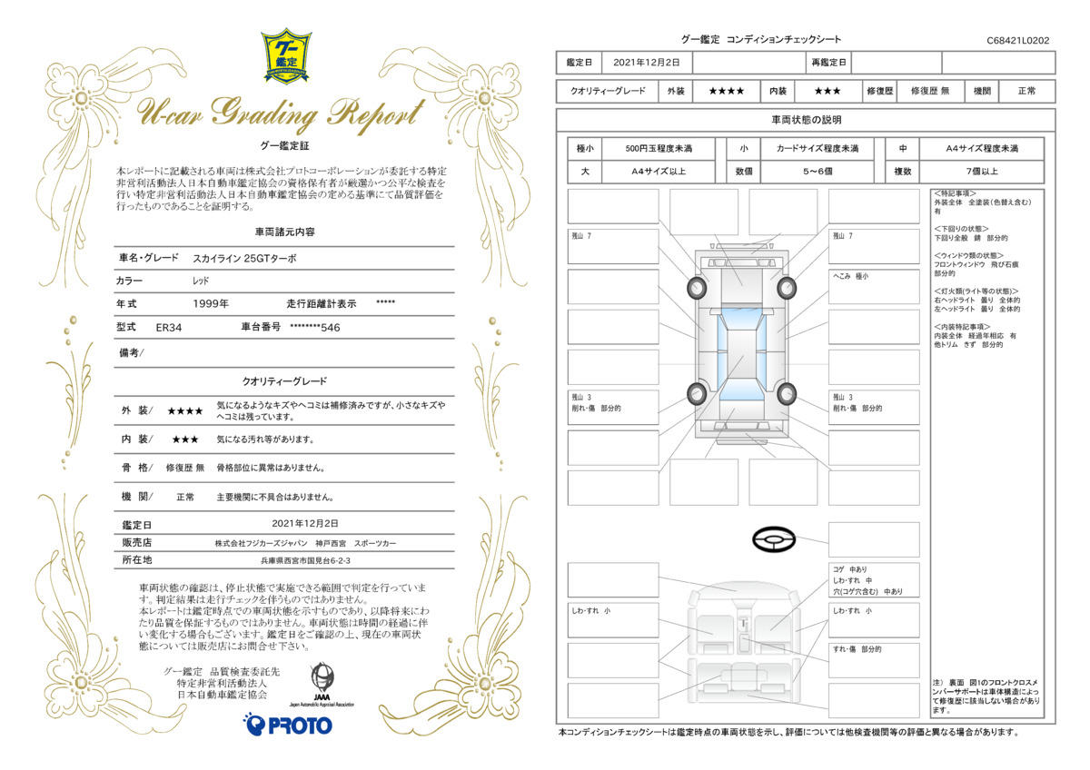 車両状態評価書