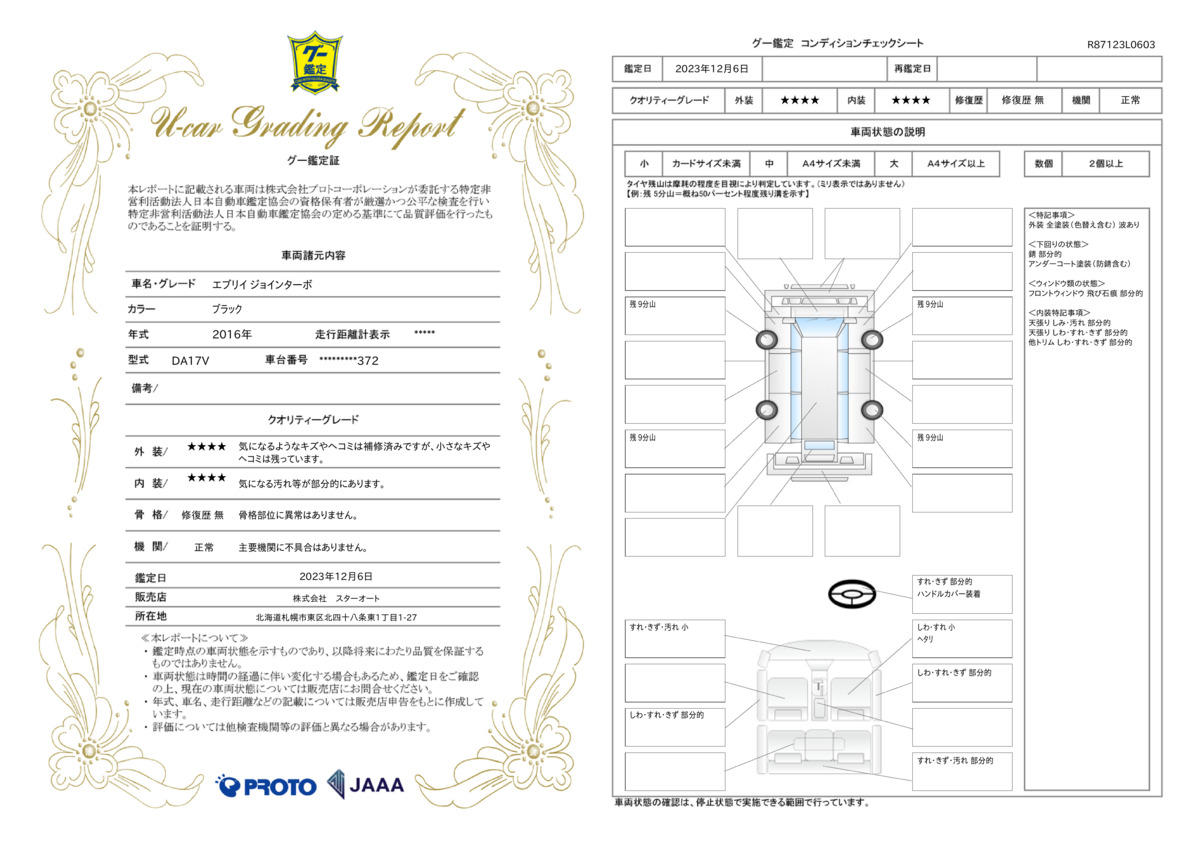 車両状態評価書