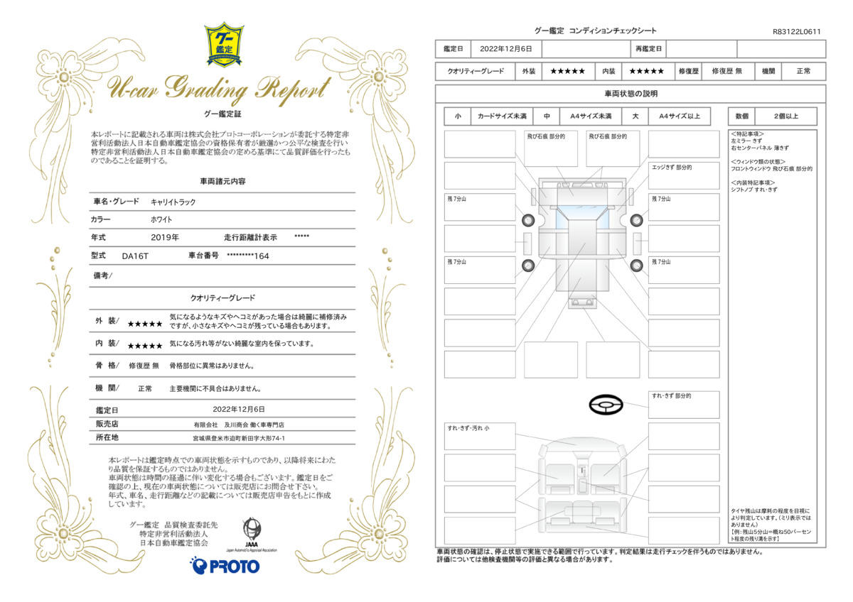 車両状態評価書