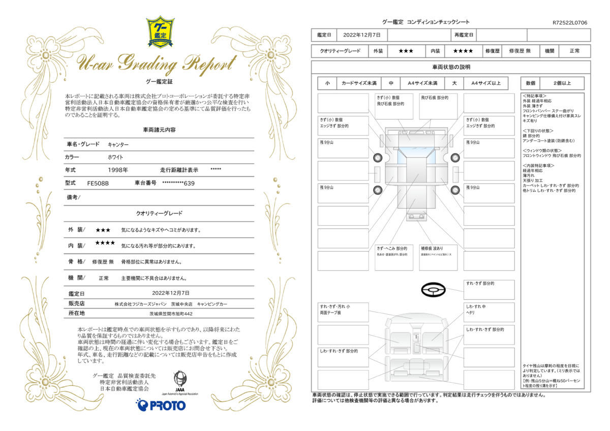 車両状態評価書