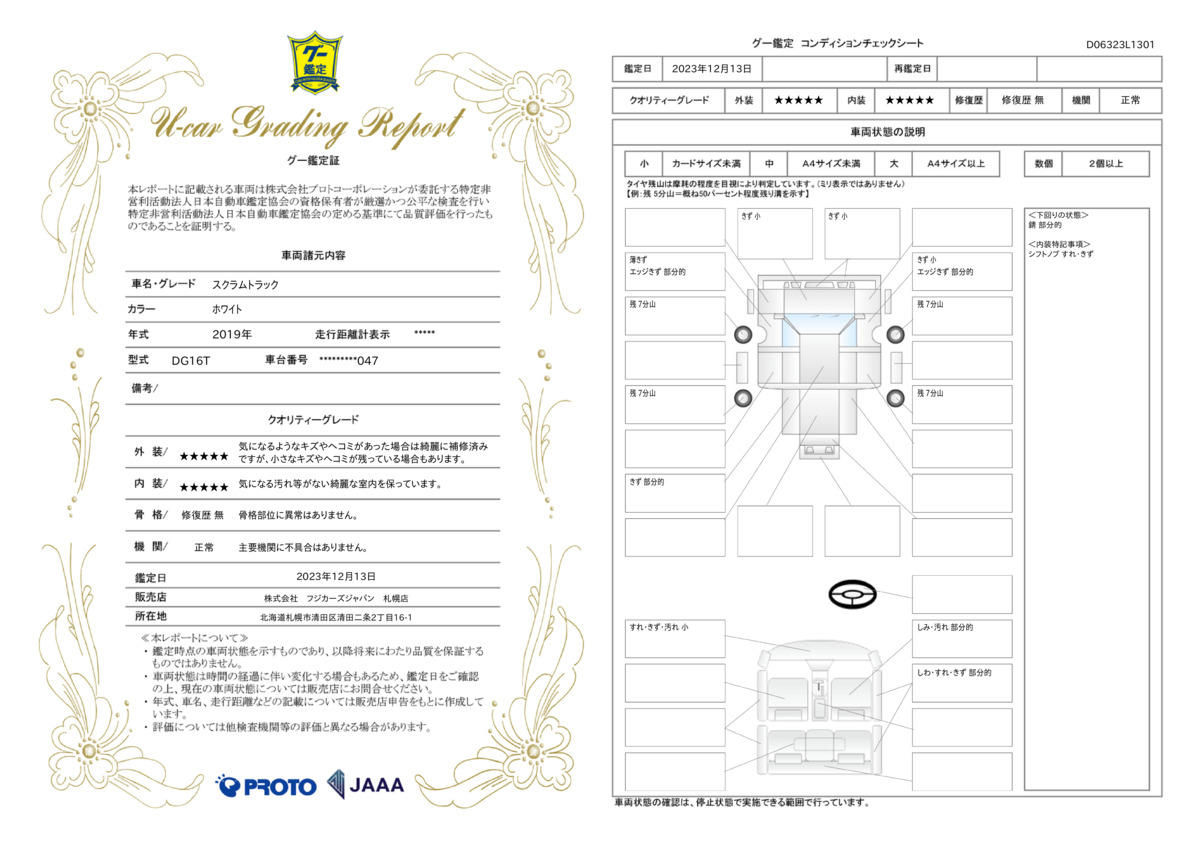 車両状態評価書