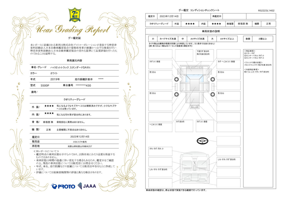 車両状態評価書