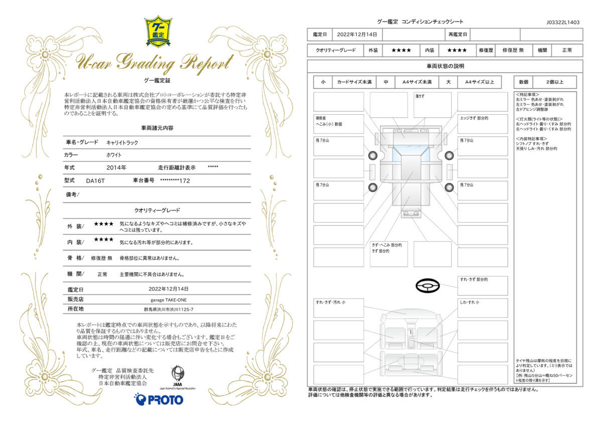 車両状態評価書