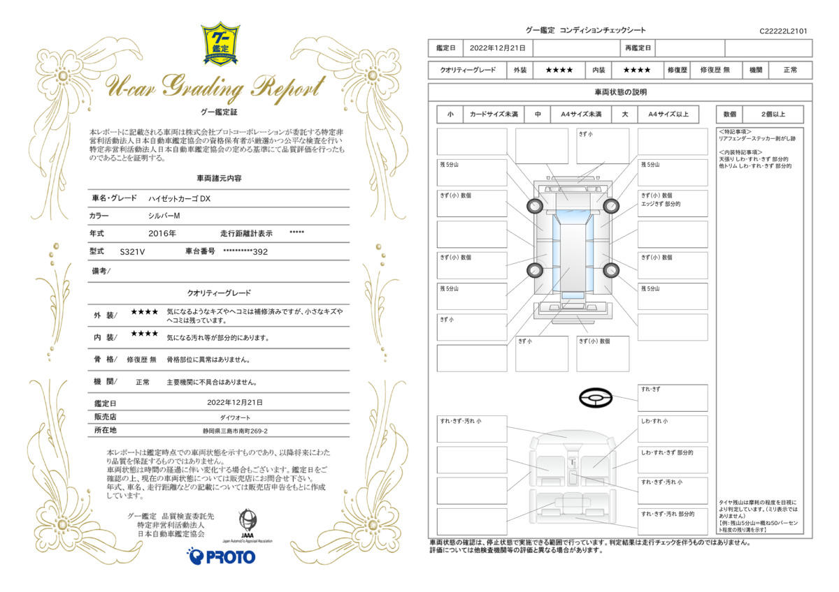 車両状態評価書