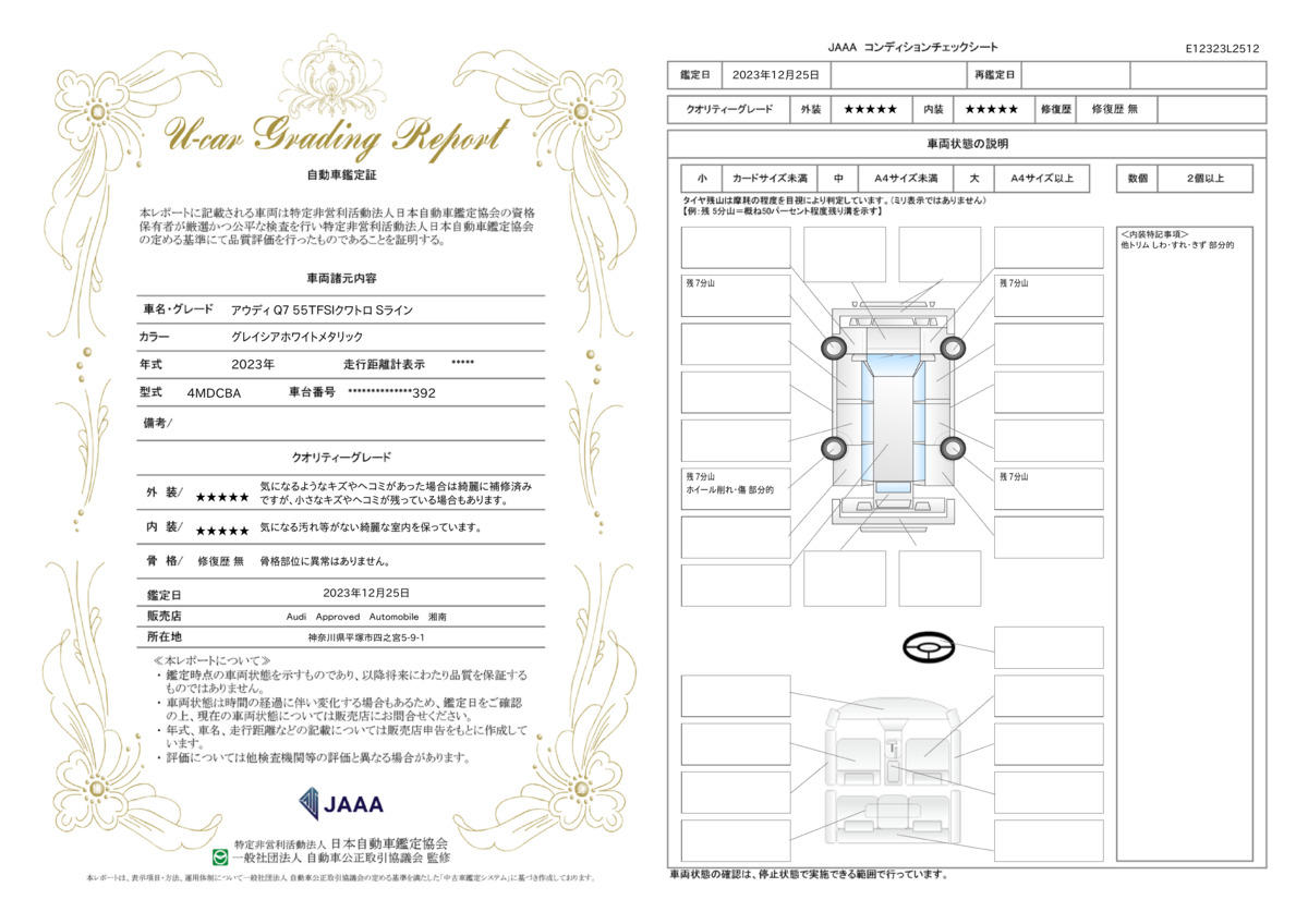 車両状態評価書