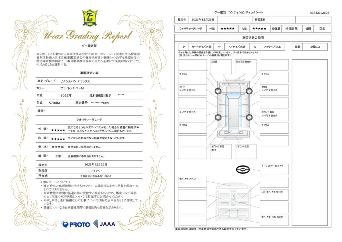 車両状態評価書