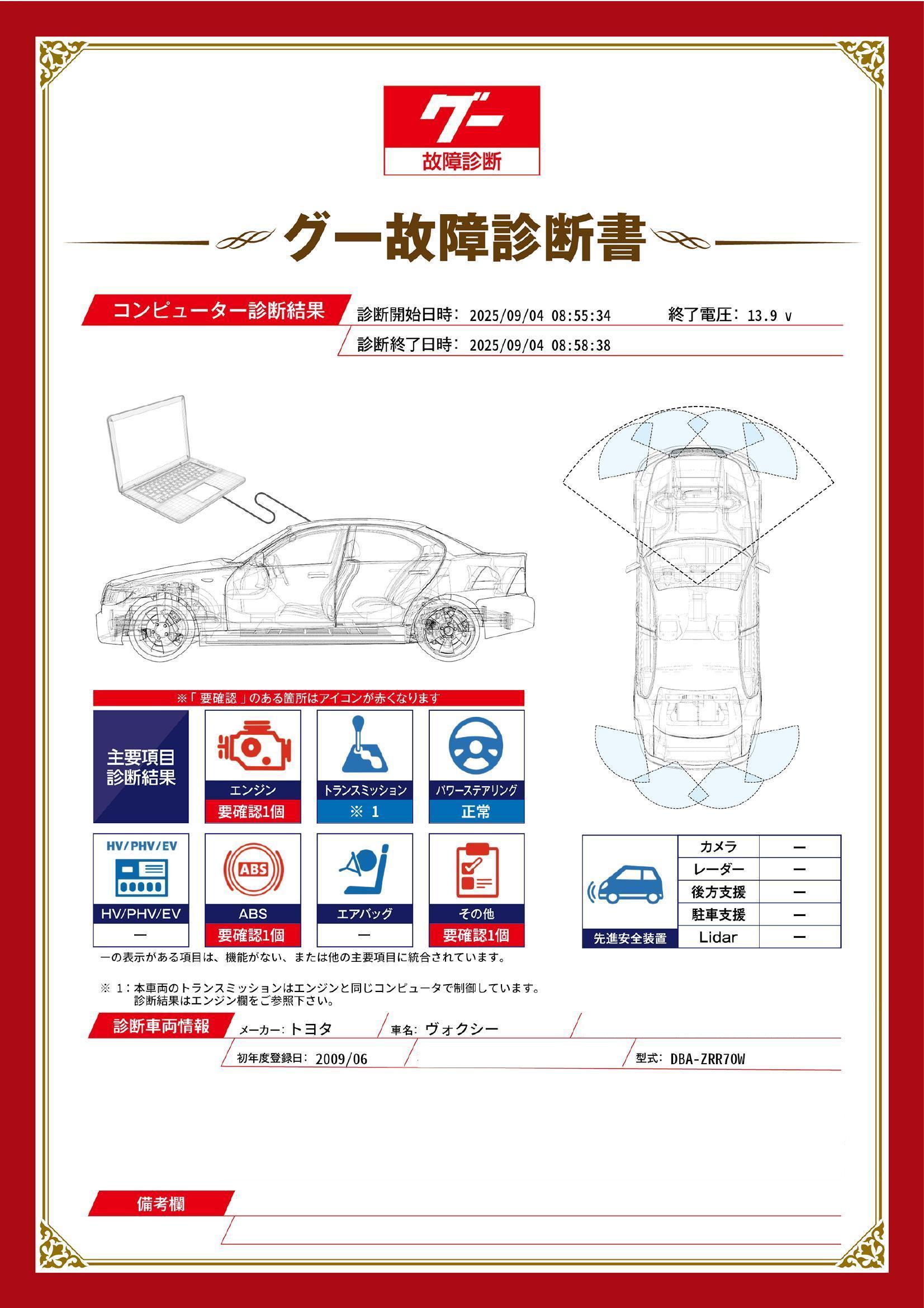 トヨタ　ヴォクシー　グー故障診断（コンピュータ診断）　エンジン　ABS　その他　京都府　八幡市　大阪府堺市