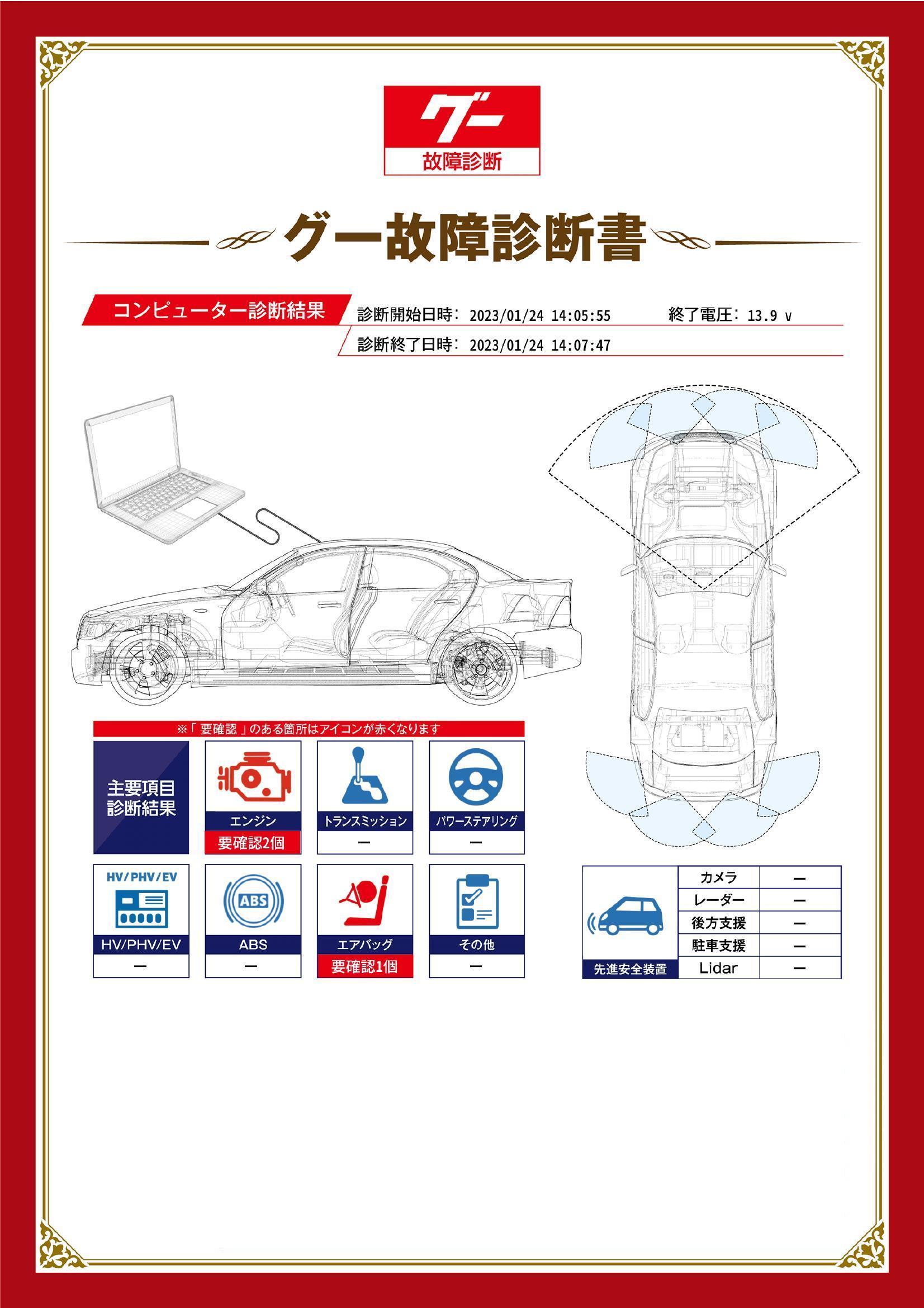 ダイハツ　ミラジーノ　グー故障診断（コンピュータ診断）　エンジン　エアバッグ　福島県　伊達市