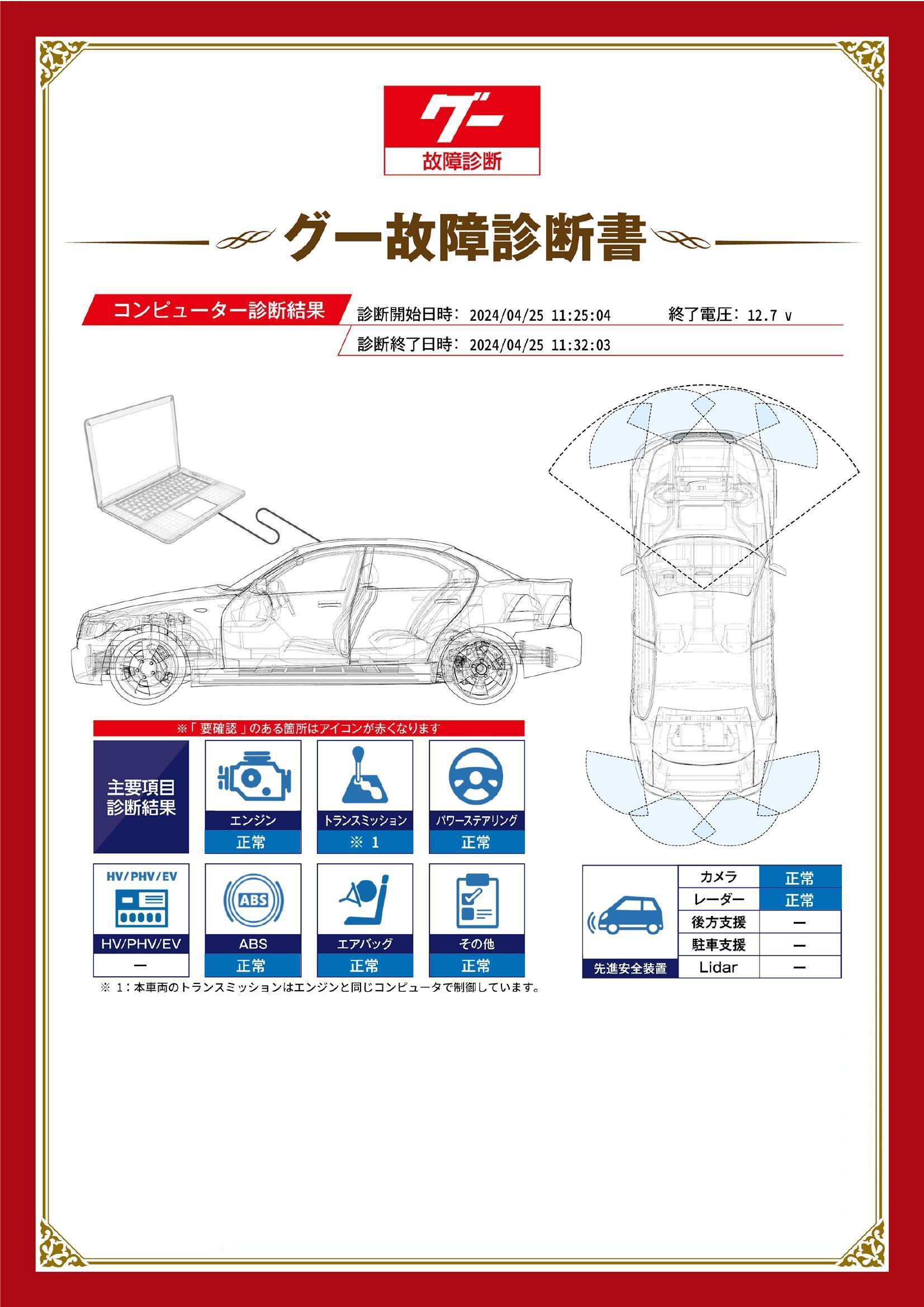 トヨタ　アルファード　グー故障診断（コンピュータ診断）　群馬県　吾妻郡嬬恋村