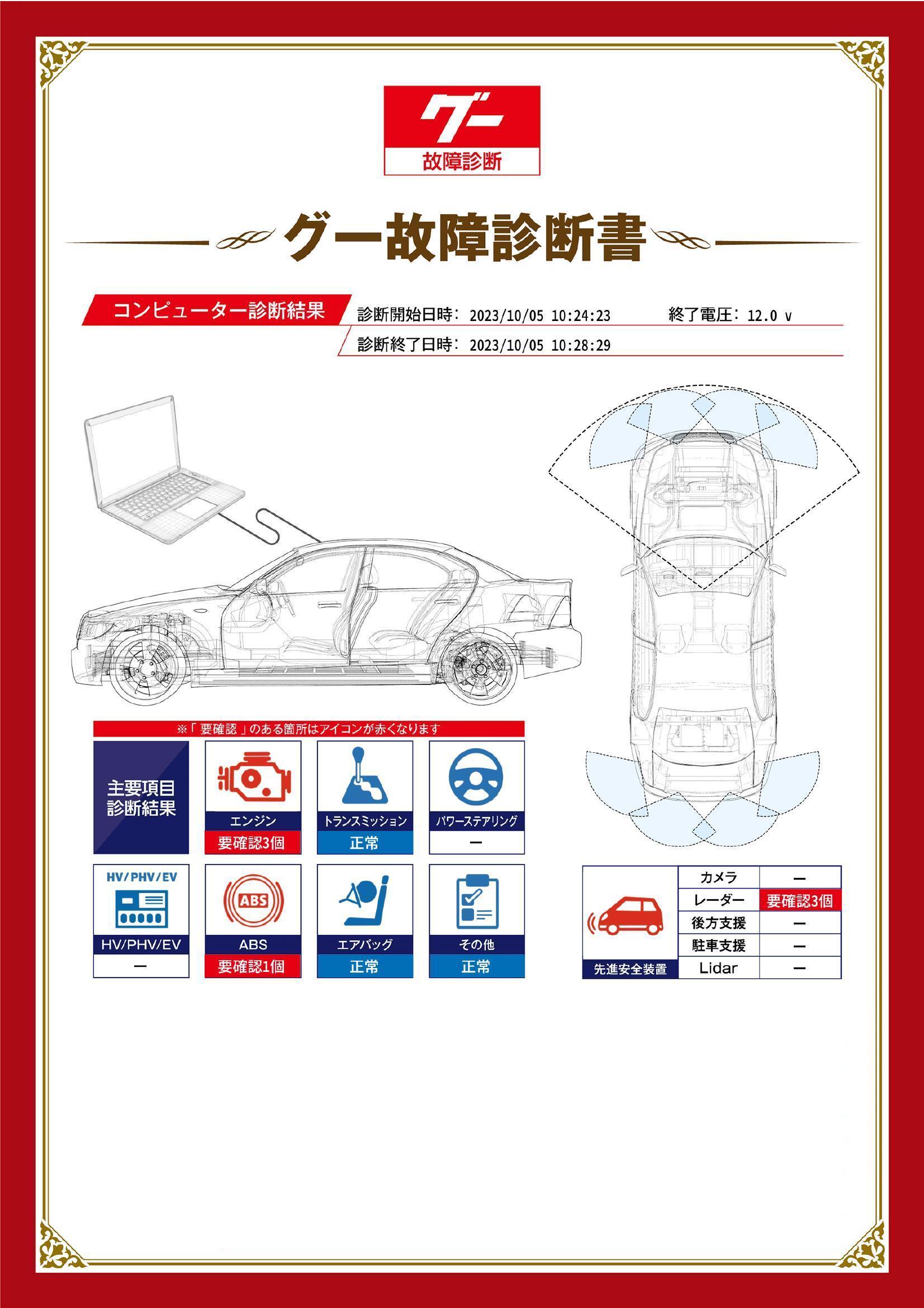 日産　プレジデント　グー故障診断（コンピュータ診断）　エンジン　ABS　先進安全装置　千葉県　旭市
