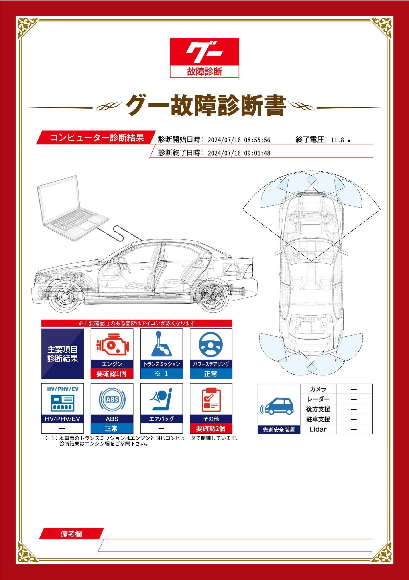 トヨタ　ヴォクシー　グー故障診断（コンピュータ診断）　エンジン　その他　千葉県　旭市