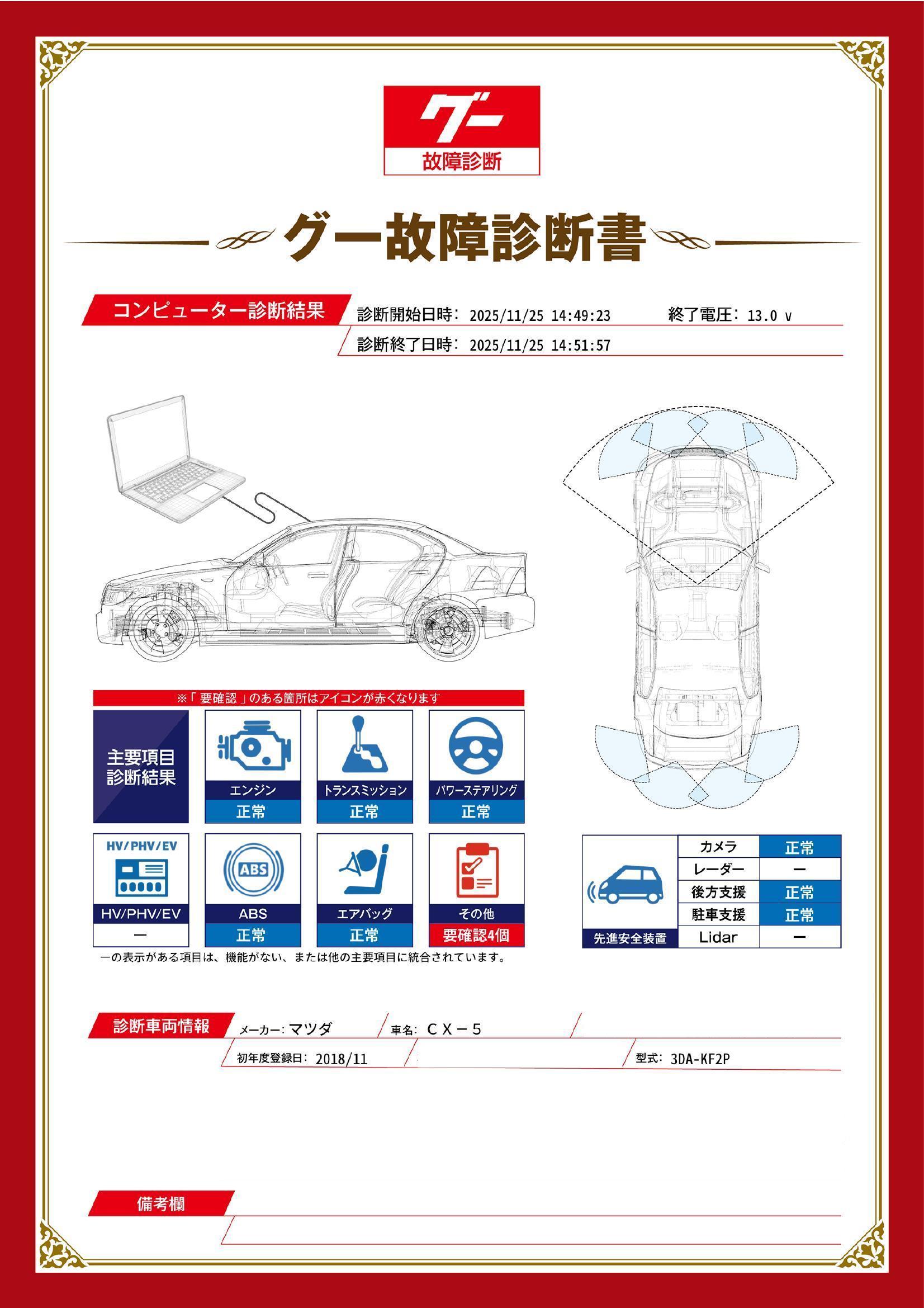 マツダ　ＣＸ－５　グー故障診断（コンピュータ診断）　その他　栃木県　小山市