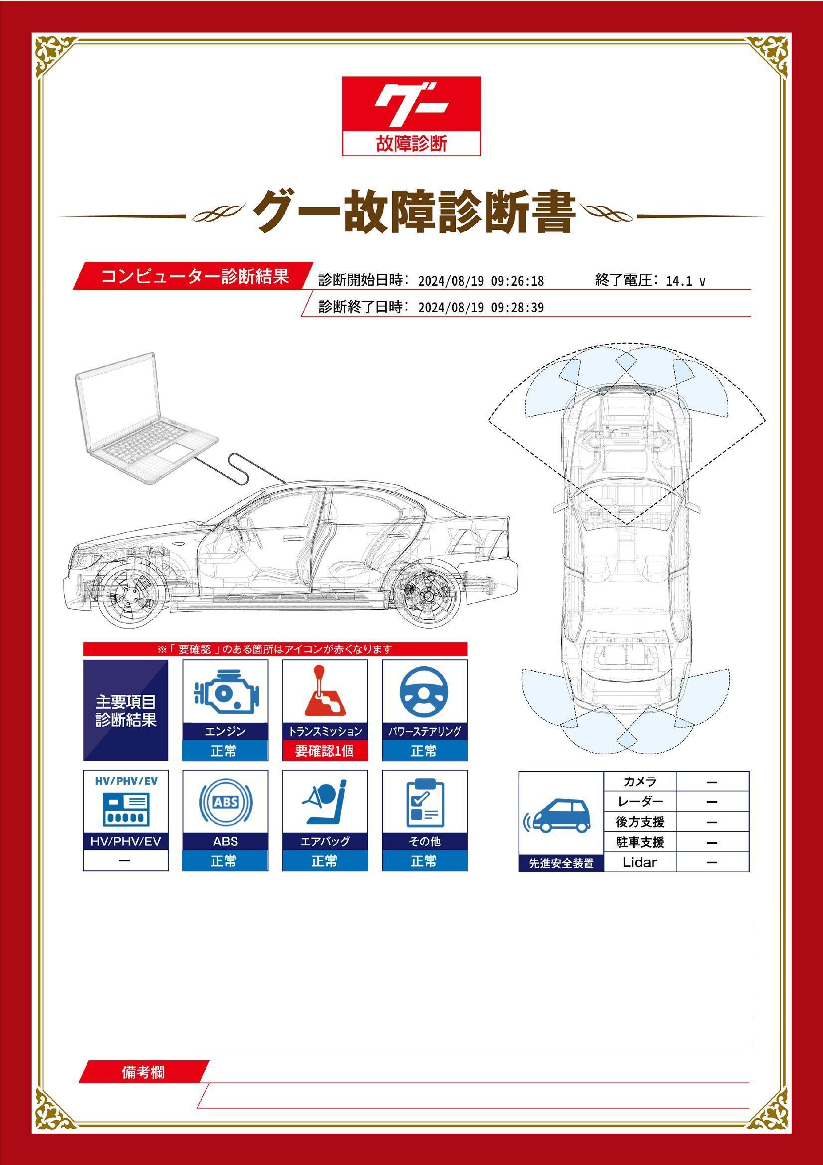 日産　セレナ　グー故障診断（コンピュータ診断）　トランスミッション　愛知県　豊橋市