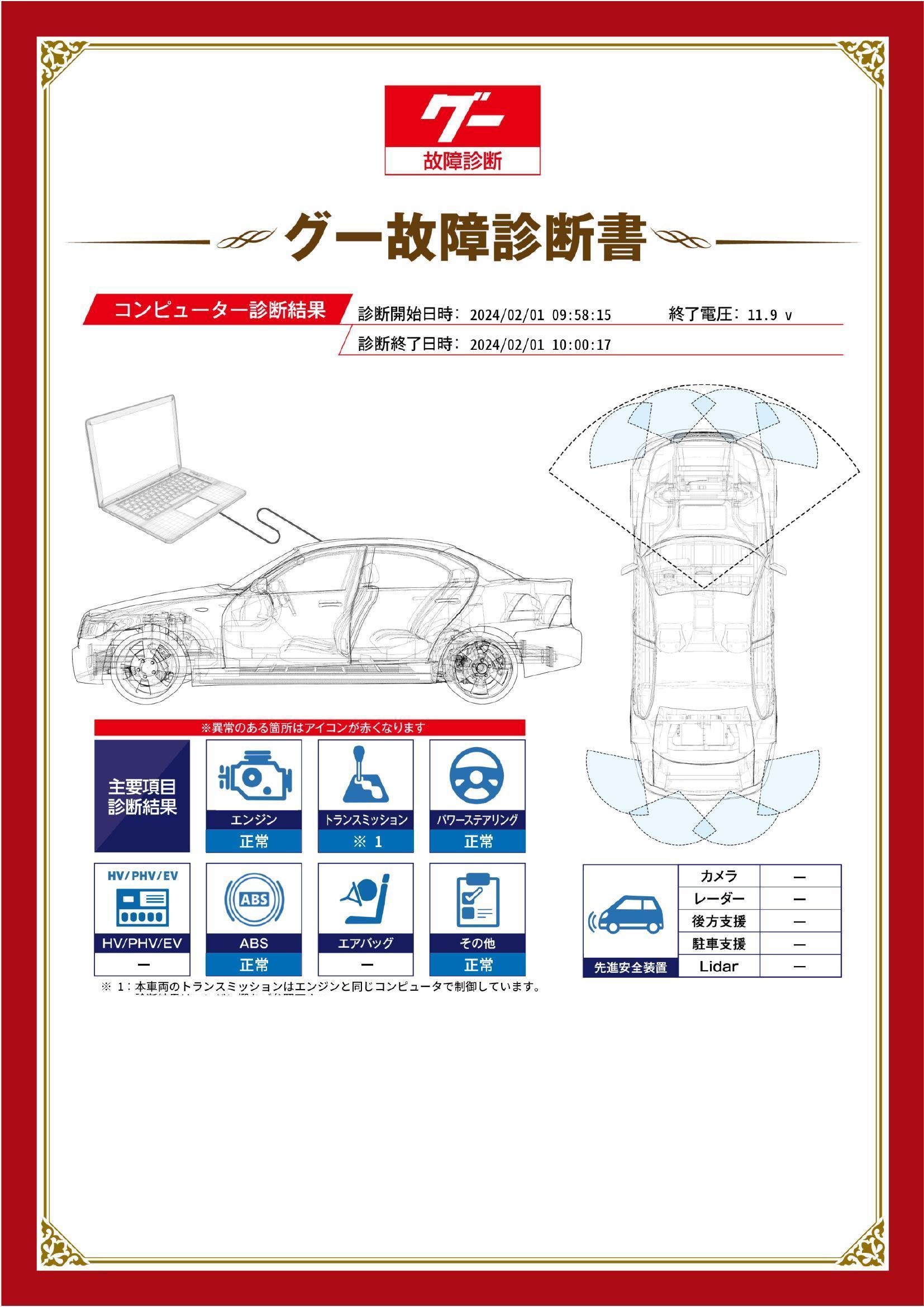 トヨタ　アリオン　グー故障診断（コンピュータ診断）　愛知県　豊橋市