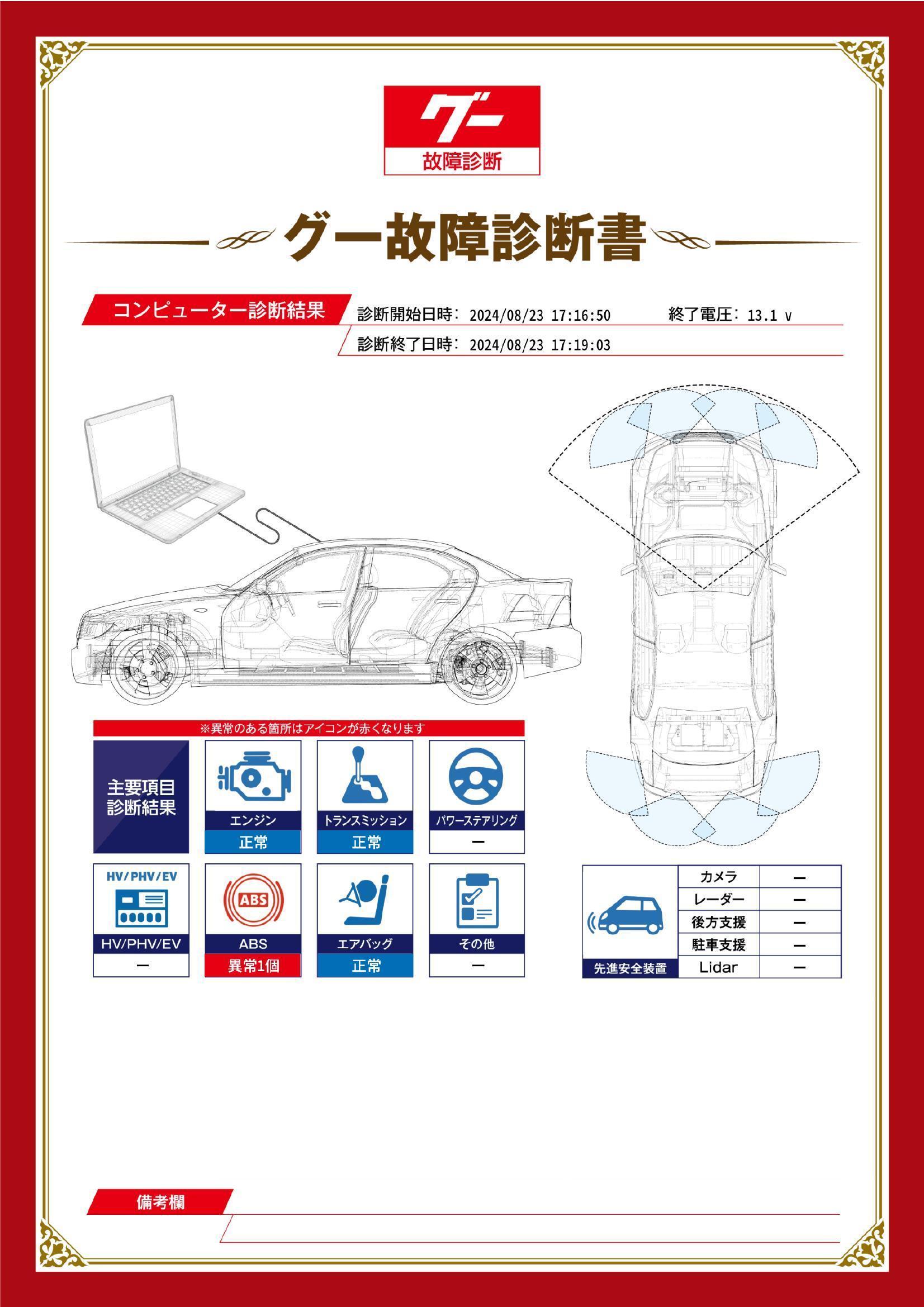 三菱　ｅＫスポーツ　グー故障診断（コンピュータ診断）　ABS　宮城県　仙台市宮城野区