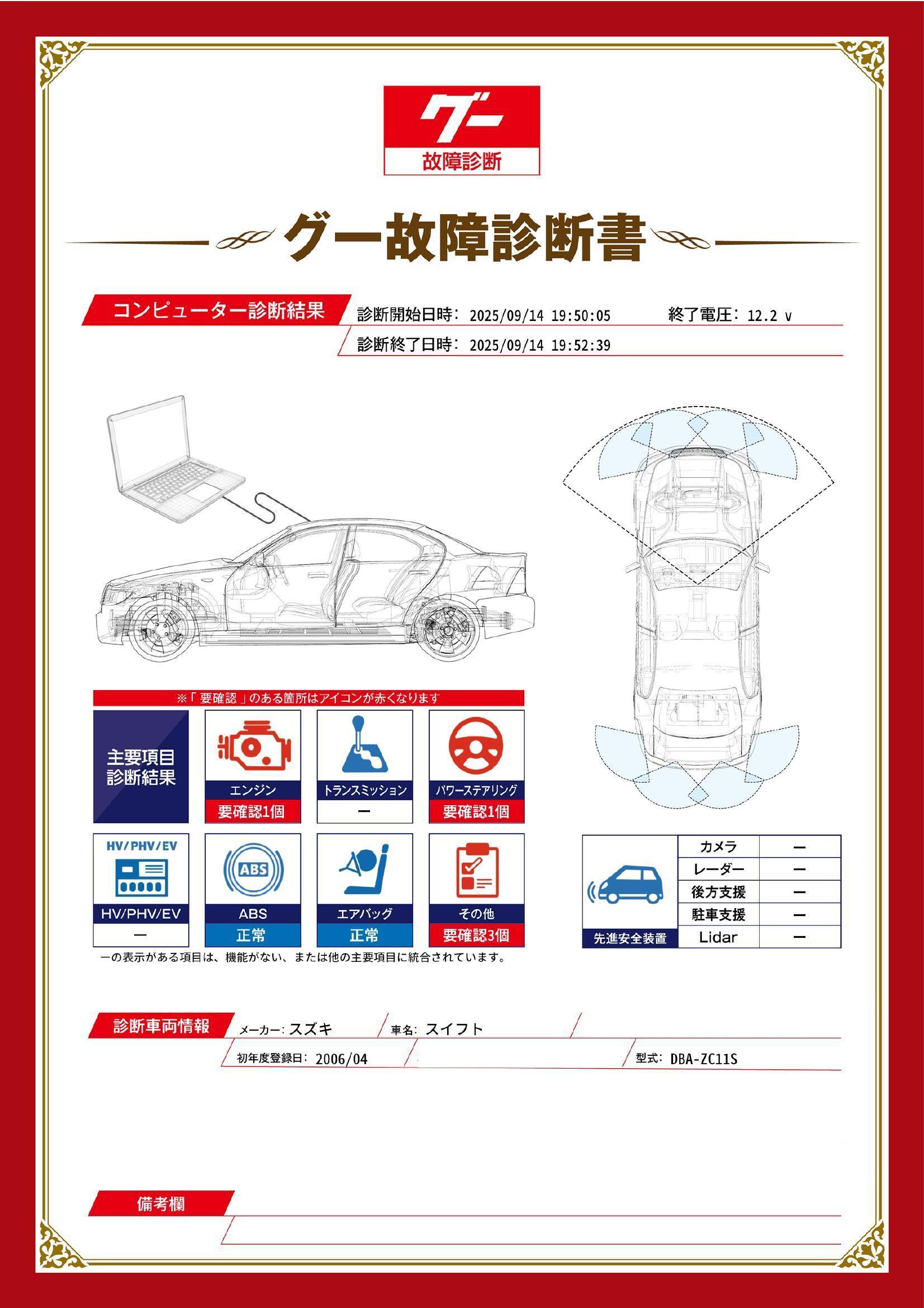 スズキ スイフト グー故障診断(コンピュータ診断) エンジン パワーステアリング その他 静岡県 伊豆の国市