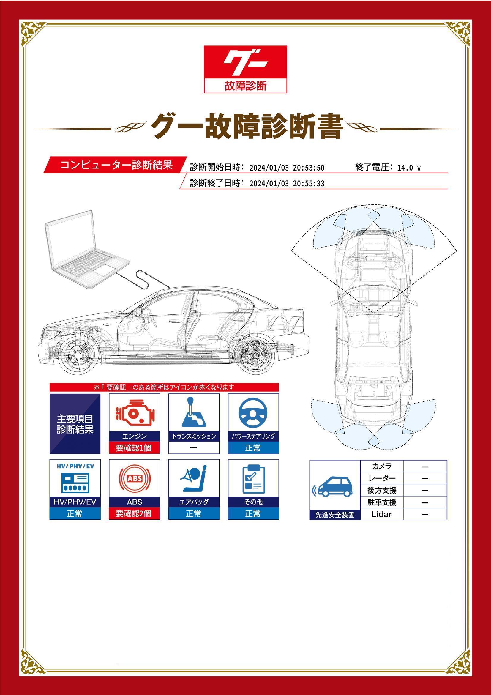 トヨタ　アクア　グー故障診断（コンピュータ診断）　エンジン　ABS　静岡県　富士市