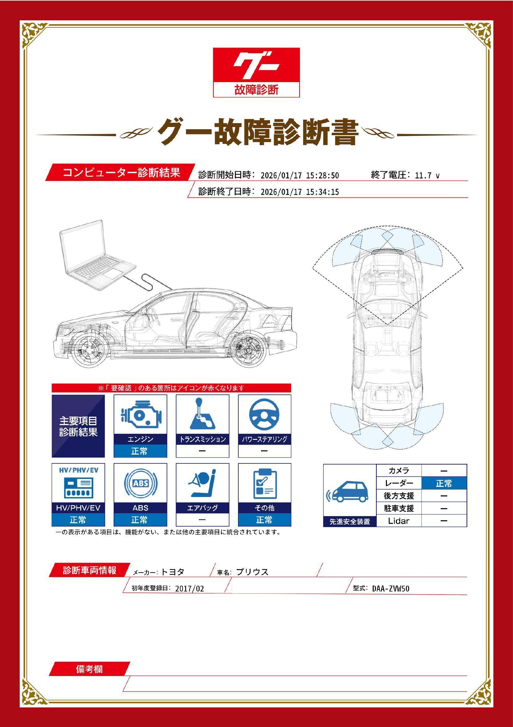 トヨタ　プリウス　グー故障診断（コンピュータ診断）　静岡県　藤枝市