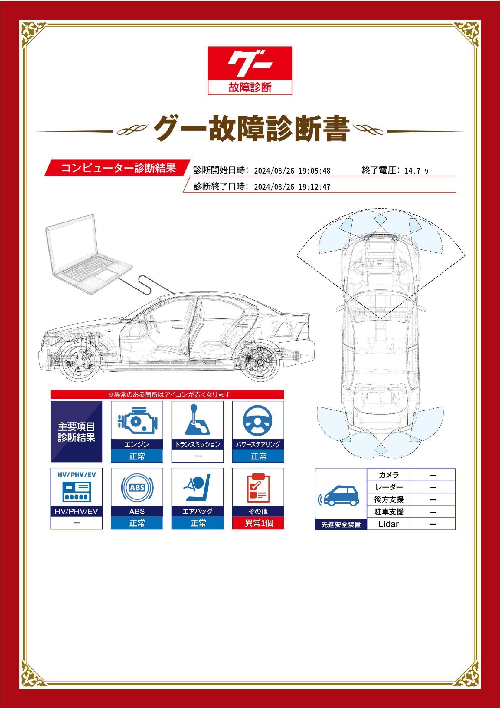 ホンダ　フィット　グー故障診断（コンピュータ診断）　その他　大阪府　大阪市住之江区