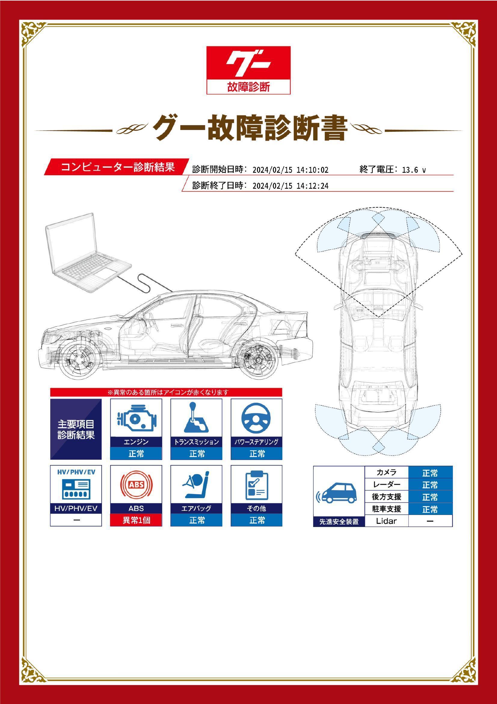 トヨタ　ノア　グー故障診断（コンピュータ診断）　ABS　愛知県　小牧市