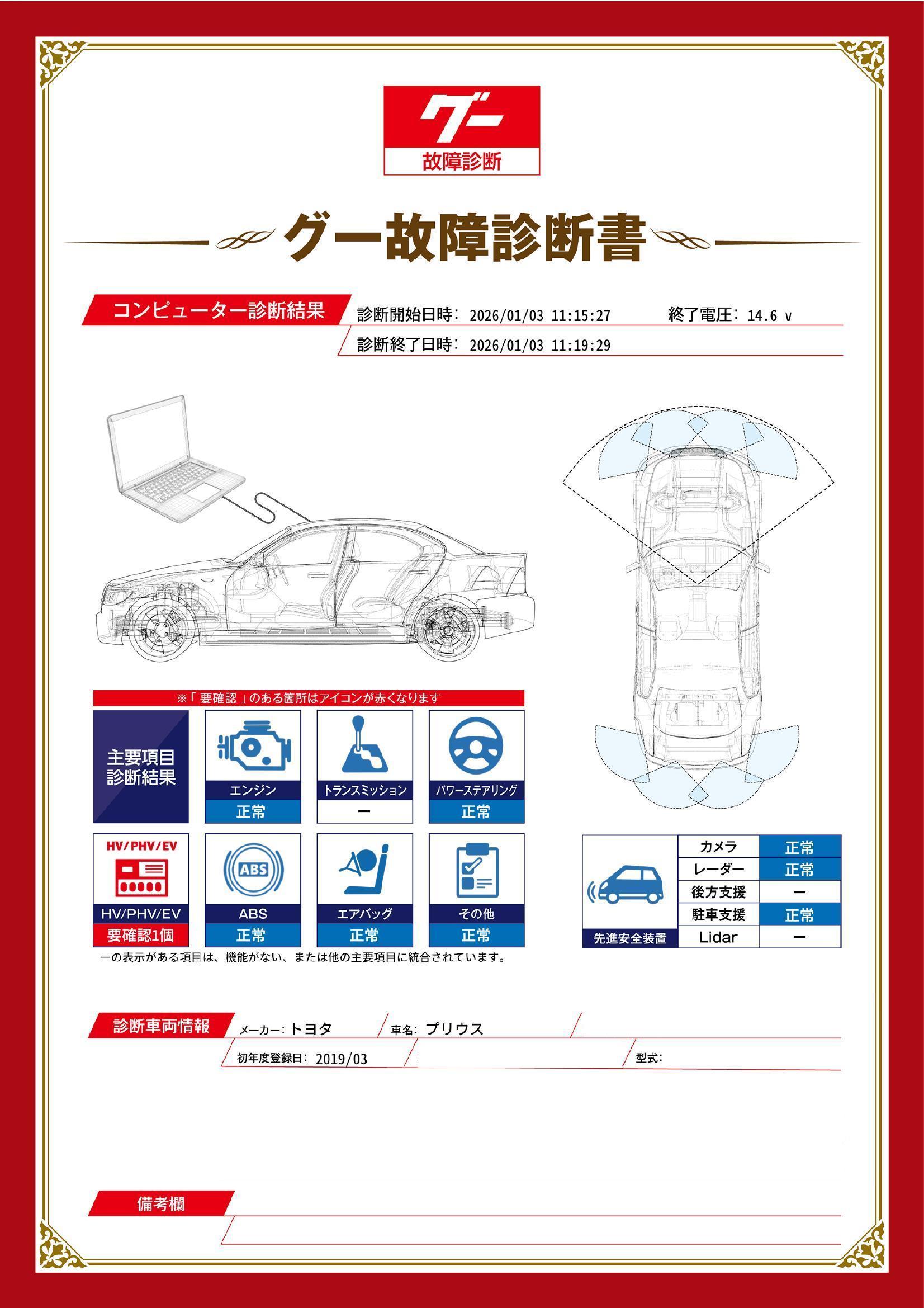 トヨタ　プリウス　グー故障診断（コンピュータ診断）　HV / PHV / EV　愛知県　小牧市