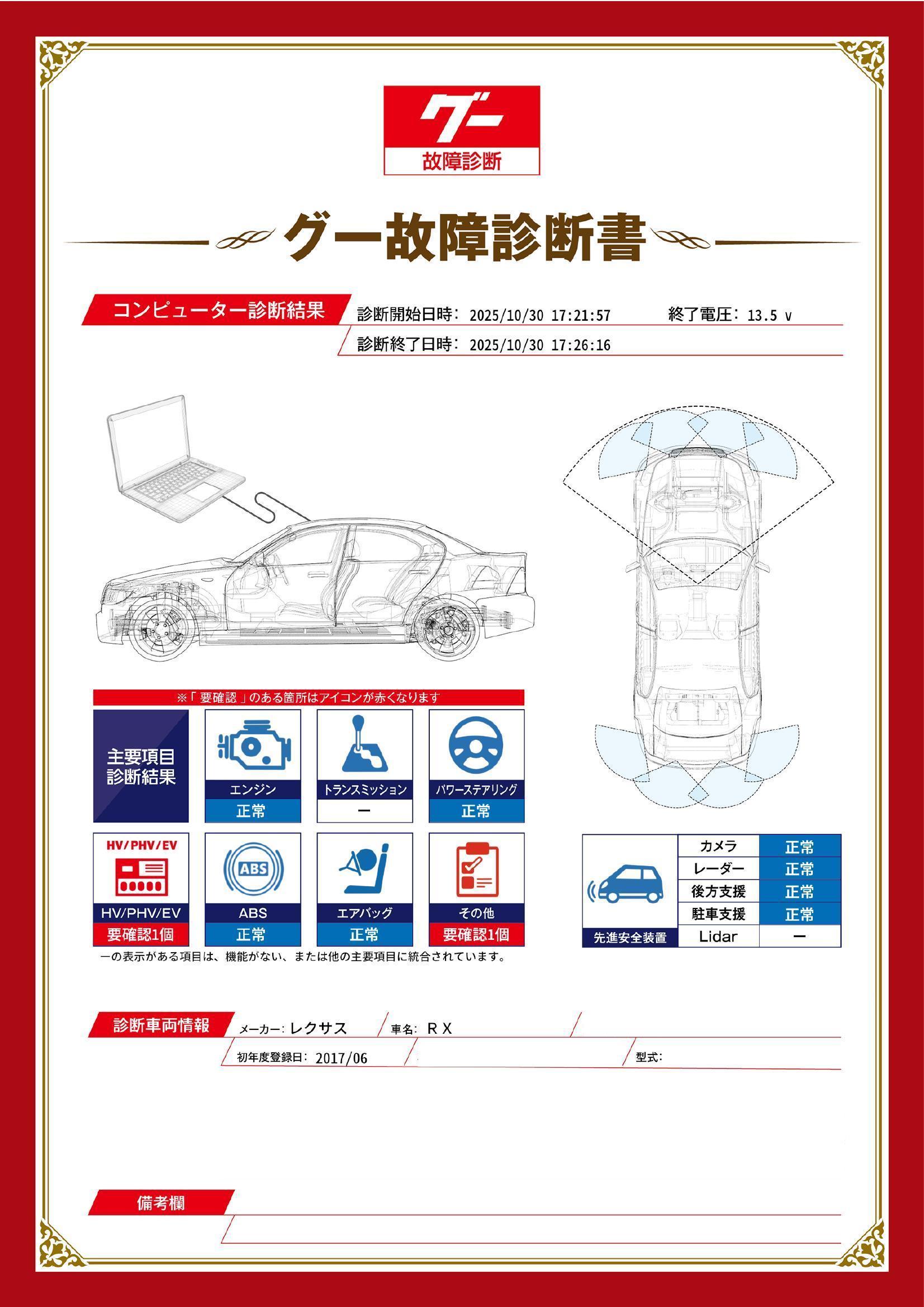 レクサス RX グー故障診断(コンピュータ診断) HV / PHV / EV その他 静岡県 浜松市中央区