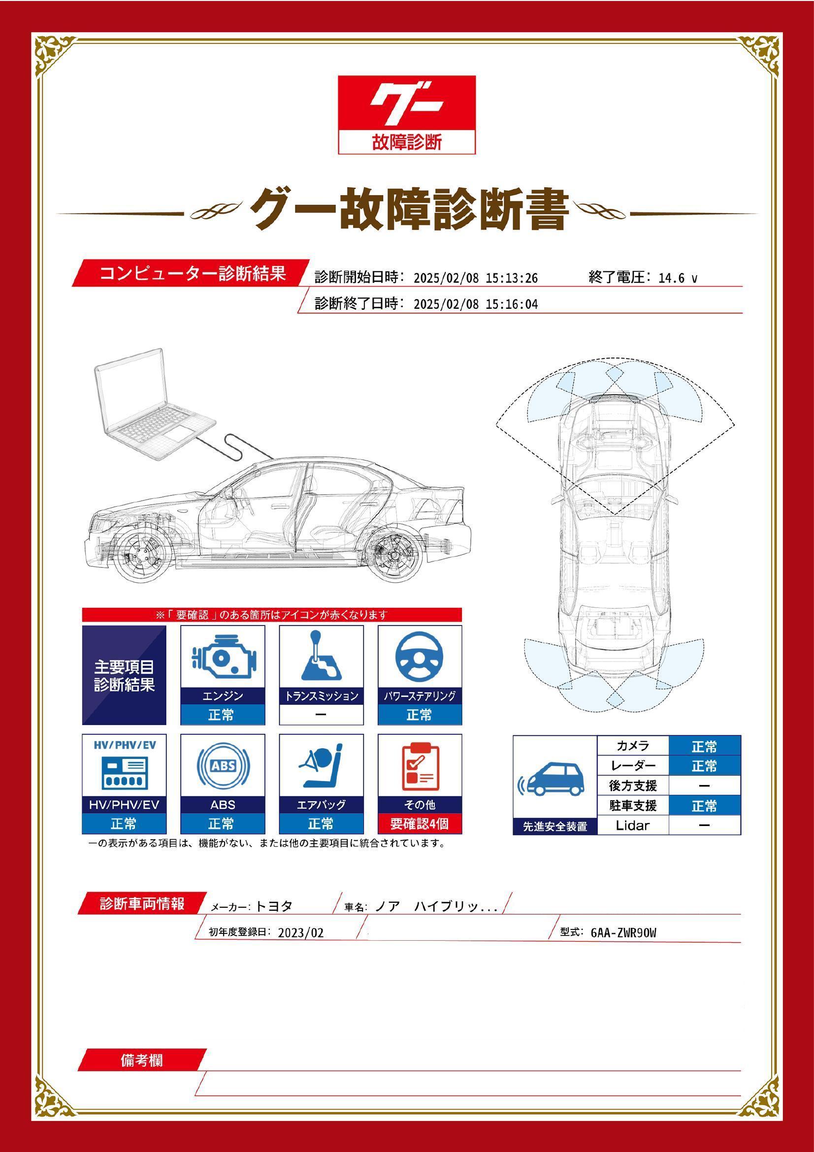 トヨタ　ノア　ハイブリッド　グー故障診断（コンピュータ診断）　その他　宮城県　多賀城市