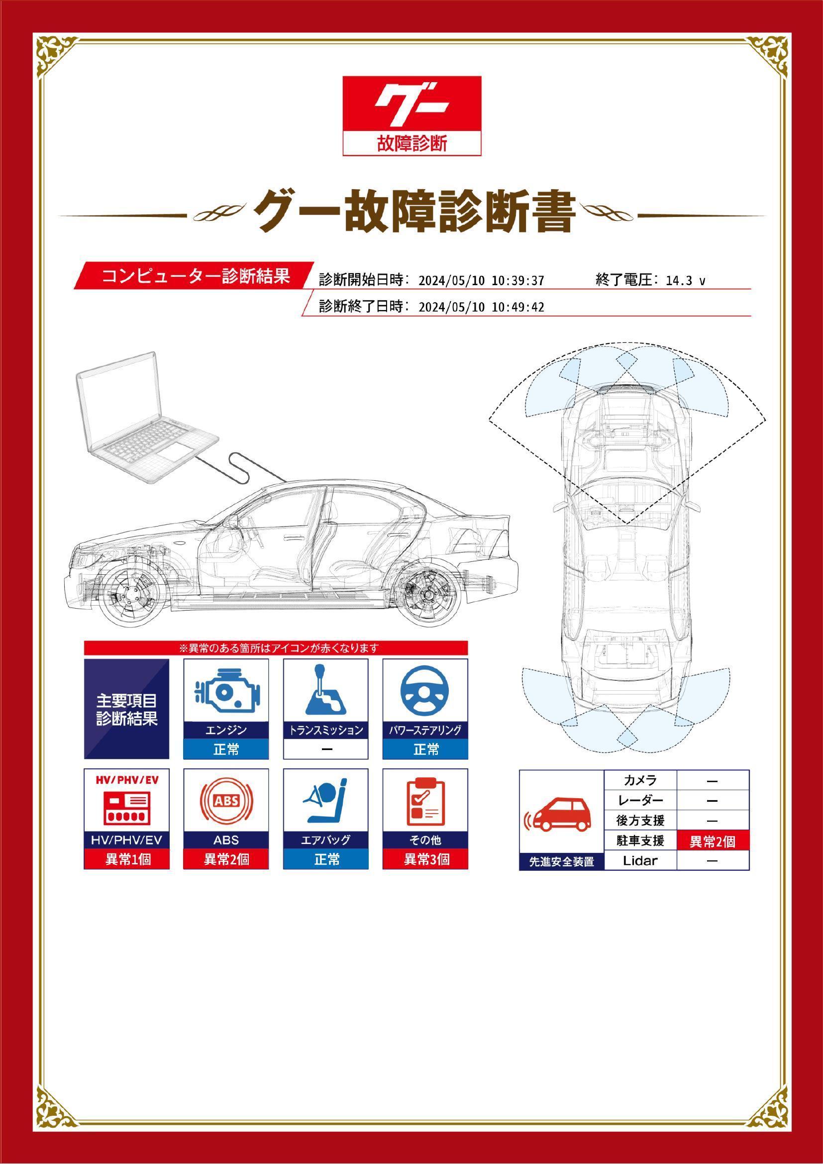 トヨタ エスティマハイブリッド グー故障診断（コンピュータ診断