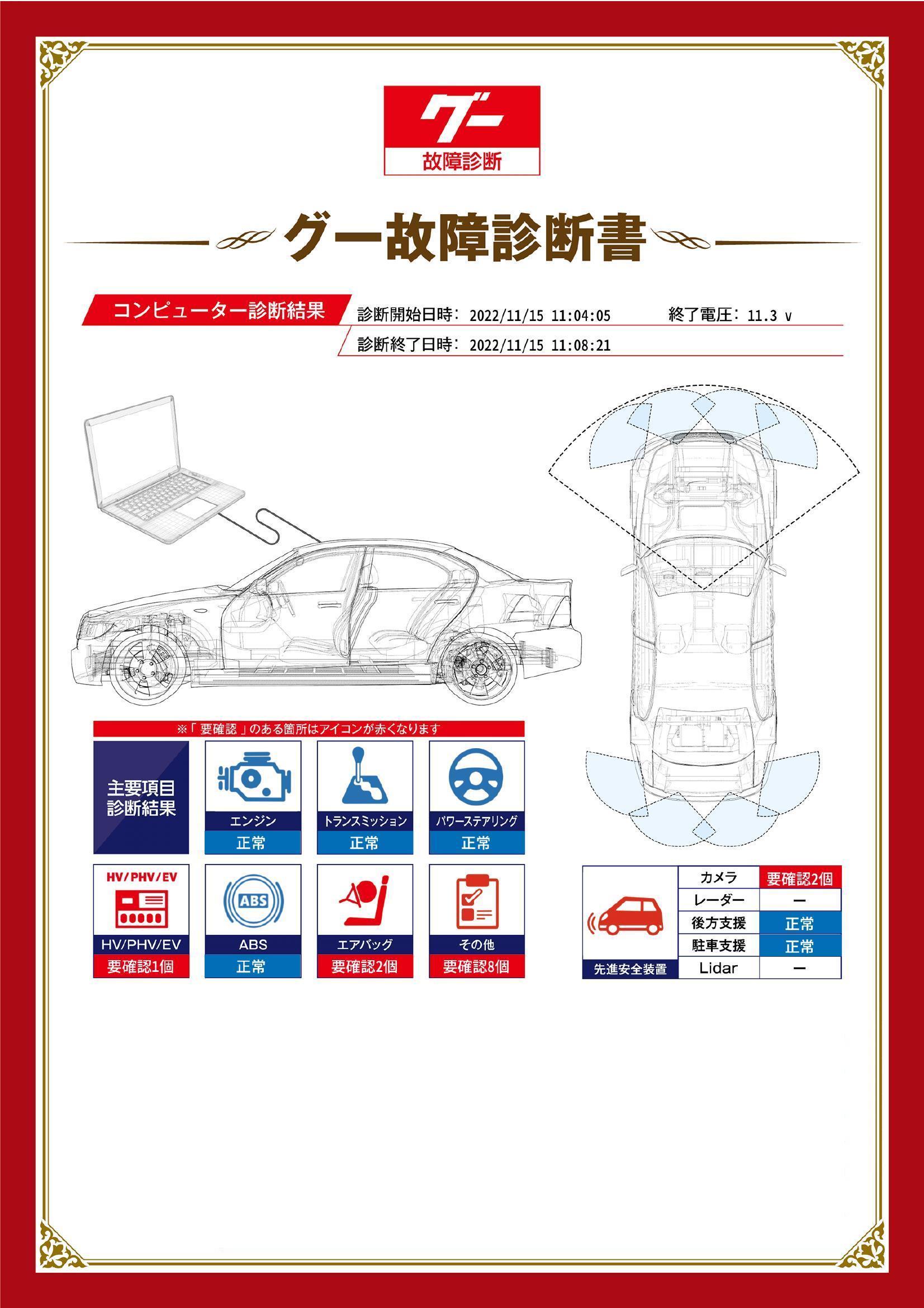 スバル　フォレスター　グー故障診断（コンピュータ診断）　HV / PHV / EV　エアバッグ　先進安全装置　その他　福井県　福井市