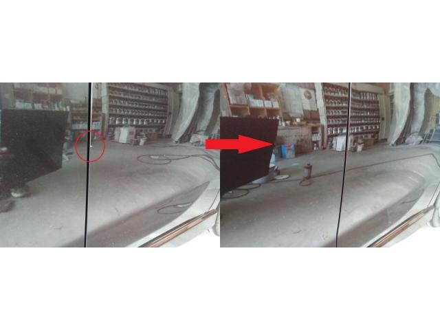 小松市 フロントドア 線キズ へこみ ドアハンドル 交換 修理 鈑金 ミツビシ ｅｋカスタム