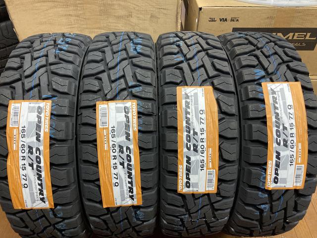 ◆スズキ ハスラー純正◆4.5J+45 4H100◆TOYO オープンカントリーR/T 165/60R15 2021年製造◆新品ゴムバルブ付 Kei ソリオ ハスラー 等◆