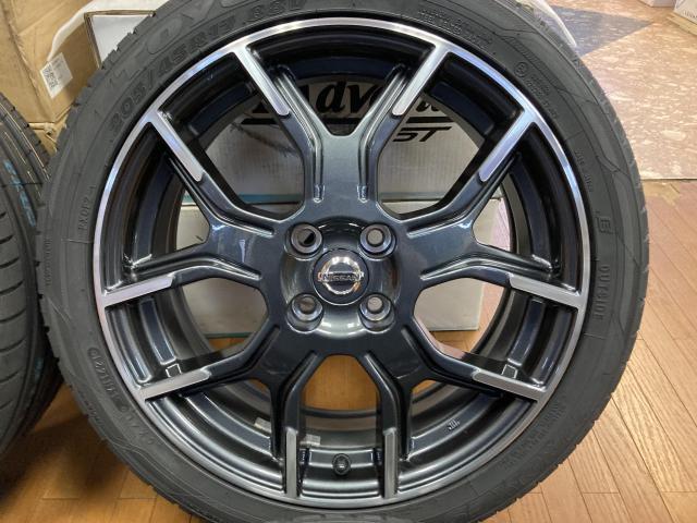 ◆NISSAN ニッサン ノート ニスモ純正◆7J+47 4H100◆国産新品タイヤ TOYO CF2 205/45R17 2021年製◆新品ゴムバルブ付き◆ティーダにも