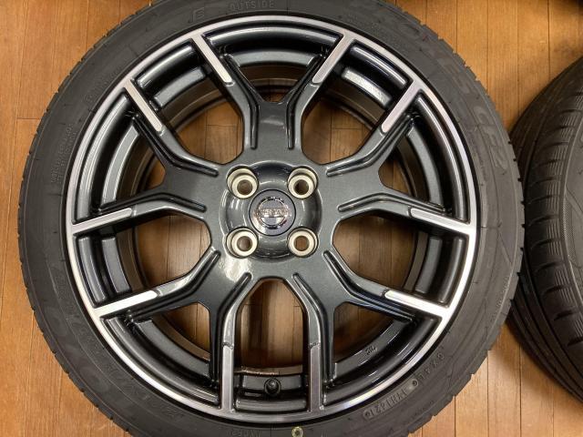 ◆NISSAN ニッサン ノート ニスモ純正◆7J+47 4H100◆国産新品タイヤ TOYO CF2 205/45R17 2021年製◆新品ゴムバルブ付き◆ティーダにも