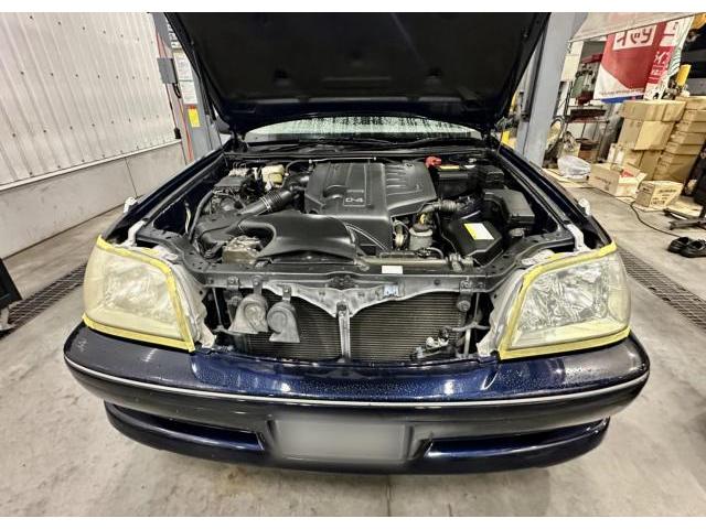 トヨタ クラウン 型式:JZS171 ご用命② ヘッドライトクリーニング ヘッドライト黄ばみ 汚れ 磨き 広島市 西区 商工センター