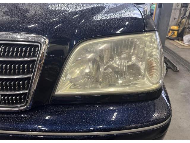 トヨタ クラウン 型式:JZS171 ご用命② ヘッドライトクリーニング ヘッドライト黄ばみ 汚れ 磨き 広島市 西区 商工センター