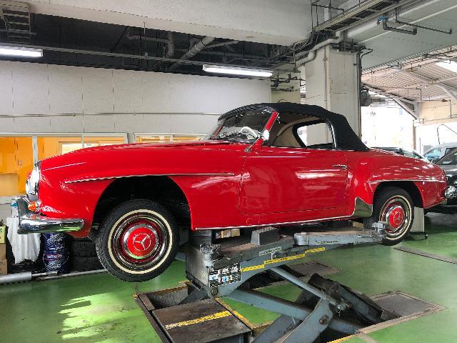 メルセデスベンツ 190sl ブレーキ調整 整備 車検 車検見積もりもお任せ下さい 福岡県北九州市 小倉北区 小倉南区 門司区 若松区 八幡西区 八幡東区 戸畑区 中間市 直方市 水巻町 遠賀町 山口県下関市 他地域お客様も大歓迎です グーネットピット