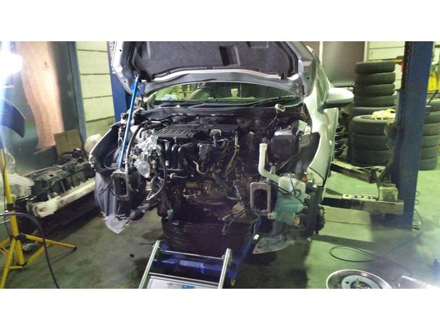 マツダデミオ　エンジン載せ替え　広島市のエンジン修理、クルマ整備、車検、パーツの持込み取付けはドイモーター