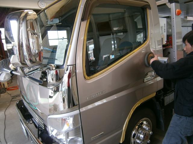 キャンター　積載車　セルフローダー　キャリアカー　ガラスコーティング＆メンテナンス