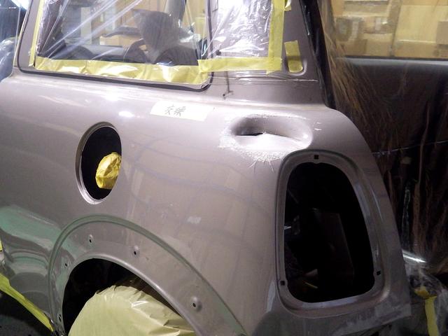 MINI R56 クーパー リアフェンダー 鈑金 塗装 ペイント 修理 交換 キズ ヘコミ 【京田辺市】