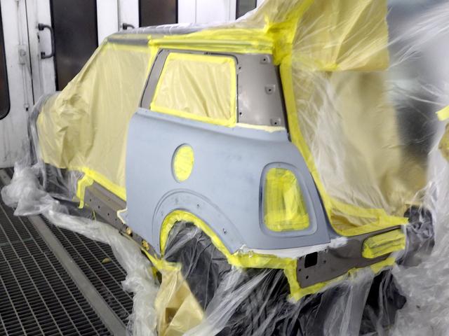 MINI R56 クーパー リアフェンダー 鈑金 塗装 ペイント 修理 交換 キズ ヘコミ 【京田辺市】
