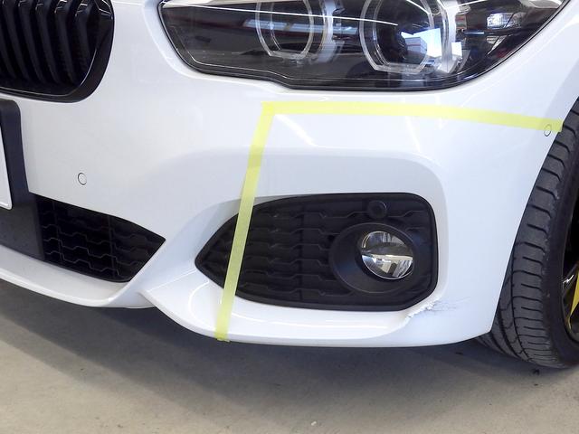 BMW F20 1シリーズ フロントバンパー 鈑金 塗装 ペイント 修理 交換 キズ ヘコミ 【京田辺市】