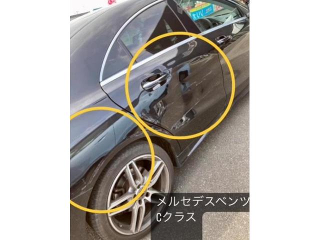 メルセデスベンツ　Cクラス　板金　傷　凹み　補修　塗装　ペイント【修理　点検　車検　取り付け　新車　井上カーサービス】生駒郡　安堵町　磯城郡　北葛城郡　生駒市　奈良市　大和郡山市　香芝市