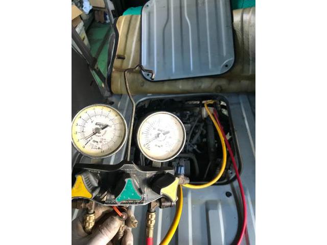 ホンダ バモス HM1 クーラー効かない エアコン 修理 クーラーガス 岡山市北区 ガレージトライ