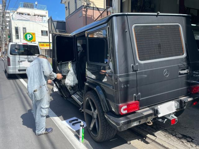 メルセデスベンツ　G63 左リヤアウタードアハンドル交換