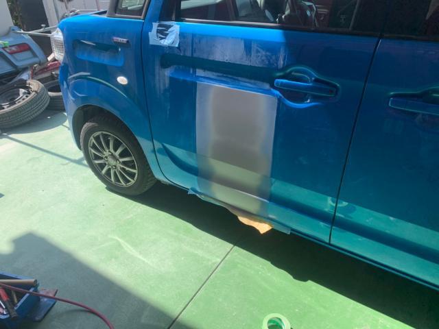 鈑金塗装　スズキ　スペーシア　ドア　傷　へこみ修理　塗装　事故　群馬　館林　ヤスマ自動車