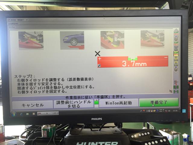 トヨタ ファンカーゴ ホイールアライメント測定・調整