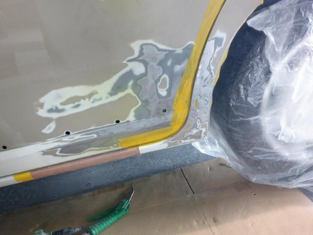 ダイハツ　ムーヴキャンバス　ツートンカラー　スライドドア他キズ・へこみ直し　郡山市