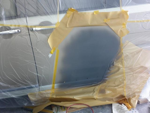 ダイハツ　ムーヴキャンバス　ツートンカラー　スライドドア他キズ・へこみ直し　郡山市