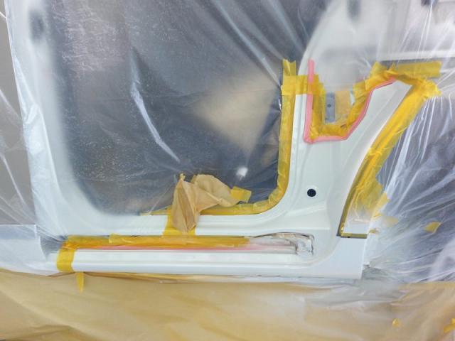 ダイハツ　ムーヴキャンバス　ツートンカラー　スライドドア他キズ・へこみ直し　郡山市