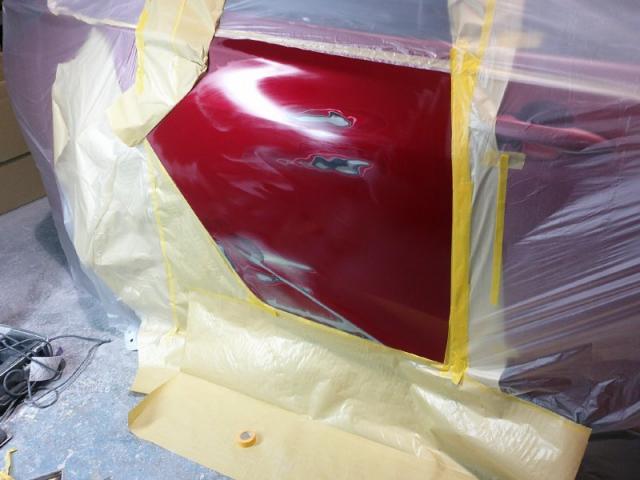 トヨタ　プリウス　エモーショナルレッド(色番号3Ｔ7)　ドアキズ・へこみ直し　郡山市カーコン工法